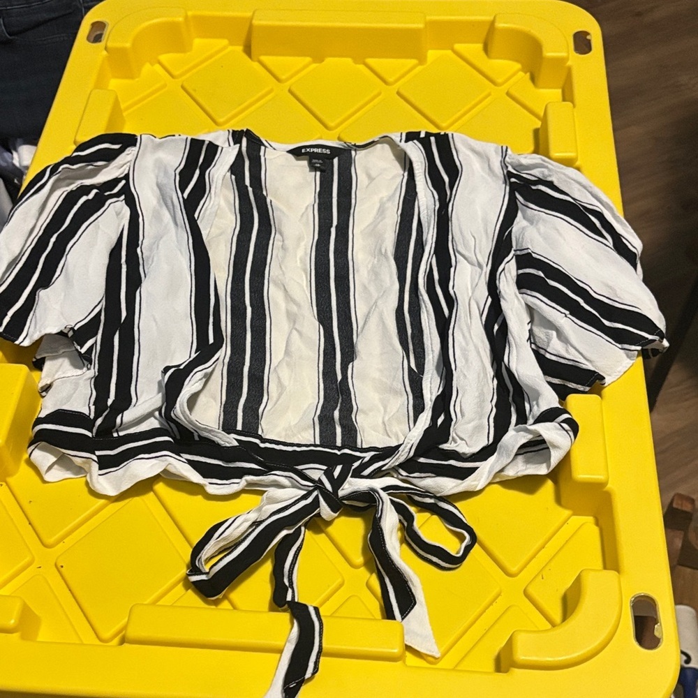 Express Black and White Striped Blouse